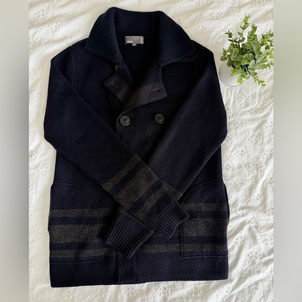 Vince Double‑Breasted Wool Nautical Sweater — Size Small